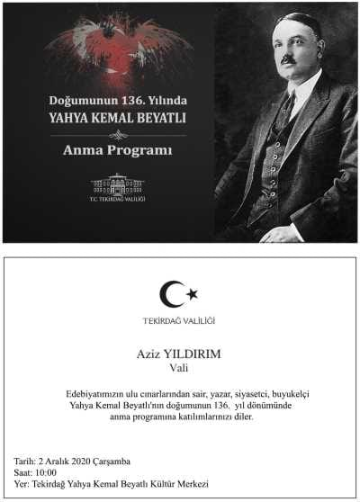 Doğumunun 136. Yılında Yahya Kemal Beyatlı Anma Programı